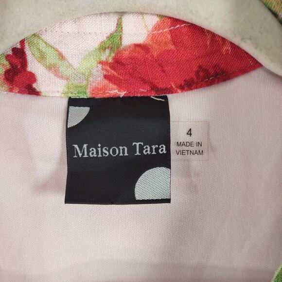 Maison Tara Linen Rayon Blend Floral Dress, Size 4 - Picture 6 of 9